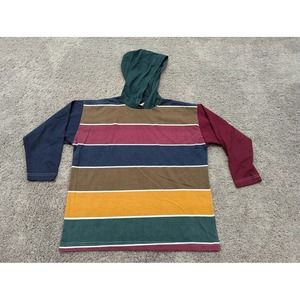 Vintage California EC4U Hoodie Mens Large Pullover 3/4 Sleeve Striped Multicolor
